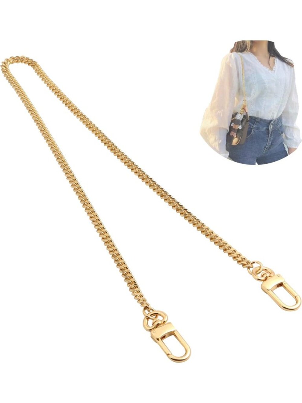 Stylish Gold Chain Strap for Handbag Replacement, Crossbody Purse Accessory 23.6